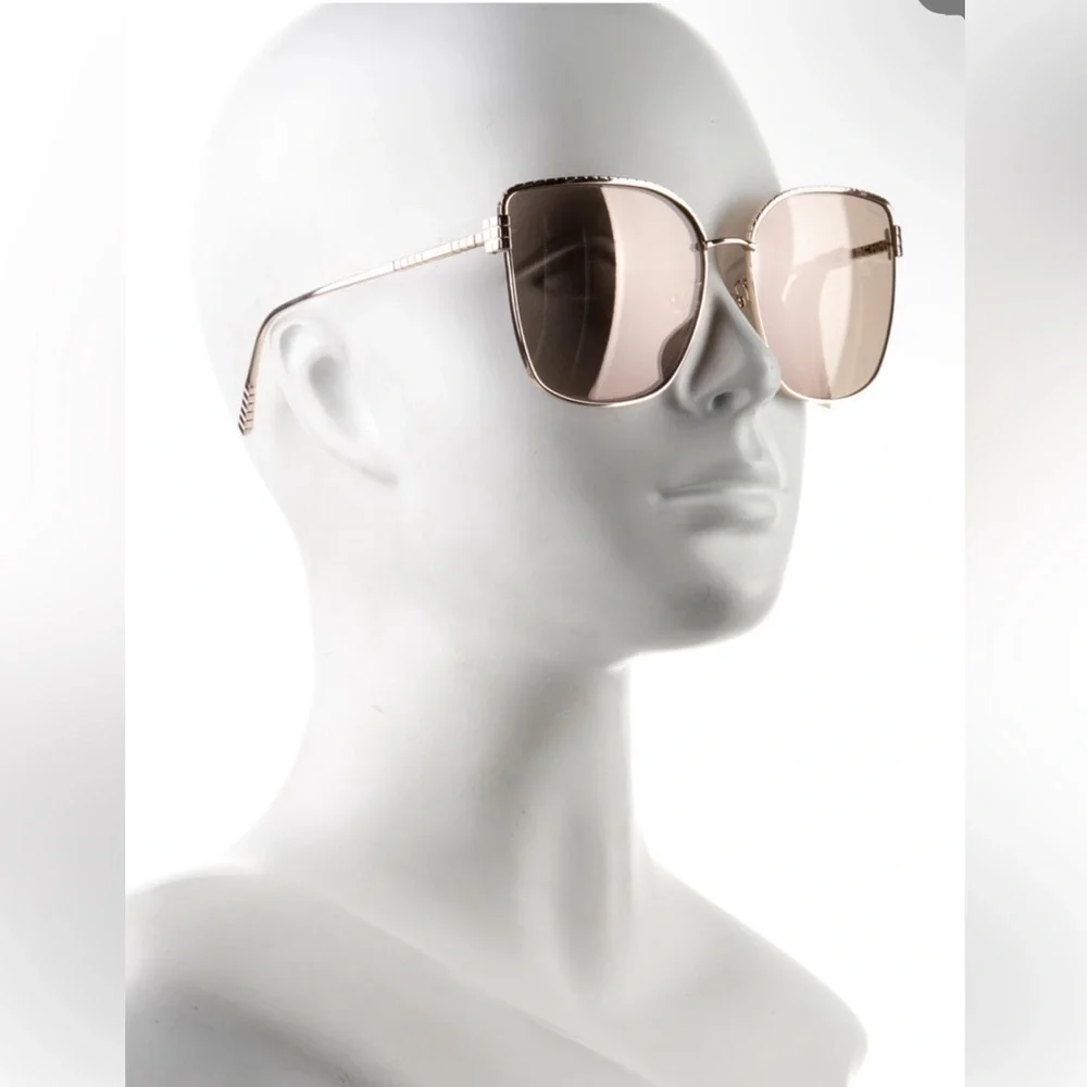 NWT Chopard Gold Butterfly Sunglasses Metal Frame Smoke Gradient Lenses